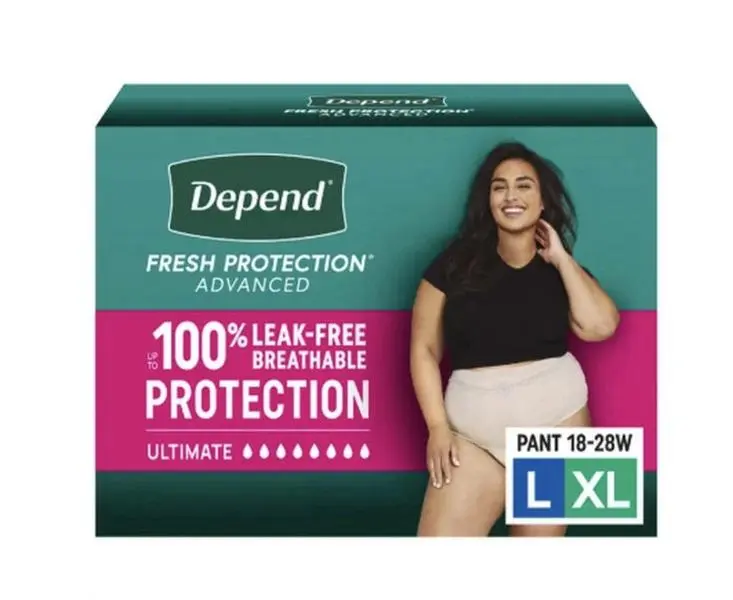 Depend Women's Freshness Incontinence Underwear, Multi-Pack, Everyday Wear, Size L-XL (18-28W), Odor Control, Secure Fit, 68 Units