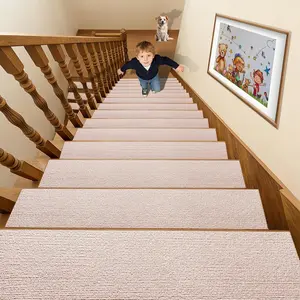 18 Pack Non-Slip Stair Treads for Wooden Steps Indoor, 8" X 30" Peel and Stick Carpet Stair Treads for Wooden Steps, Reusable Self-Adhesive Stair Runners for Wooden Steps for Kids, Elders & Pets