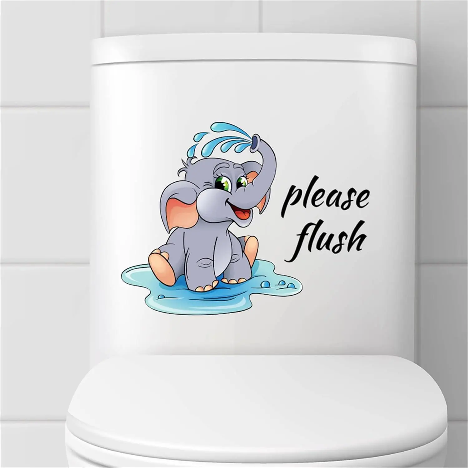 Cartoon Elephant Pattern Toilet Sticker, Cute Elephant Toilet Lid Sticker, Bathroom Accessories for Home Dormitory Hotel, Bathroom Decoration Supplies