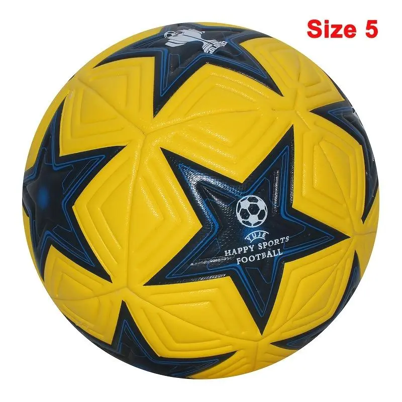 1pc Faux PU Soccer Ball with Star Patterns, Professional Size 5 Seamless Football Balls, High-Quality Uninflated Sports Gear for Outdoor Training, Professional Matches