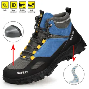 Shoes for Gentlemen Vintage Classic Trendy Mid Top Round Toe Steel Toe Work Shoes, Fabric Upper, Rubber Sole, Faux Insole, Lace Closure, Solid Color, for Men, Women, Construction Workers, Hiking, Outdoor, Daily, Casual, All-season, Spring,