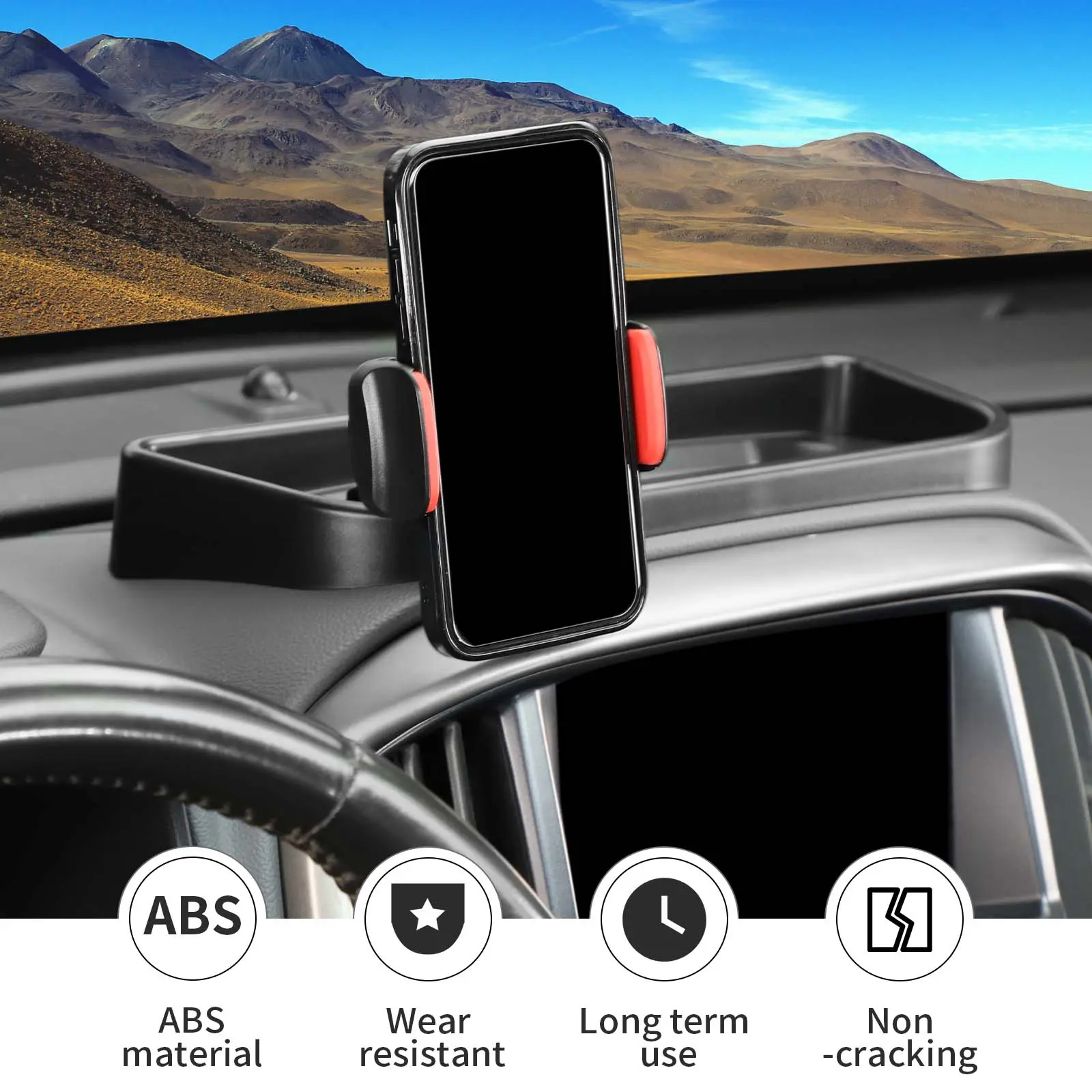 360-Degree Cell Phone Holder with Storage Box - Durable ABS Material Car Mount Dashboard Organizer with Grab Bar for 2014-2022 Chevy Colorado