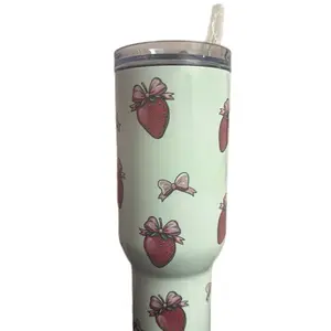40 oz Strawberry Custom Cup - Perfect for Drinking and On-The-Go - Bottle, Drinkware