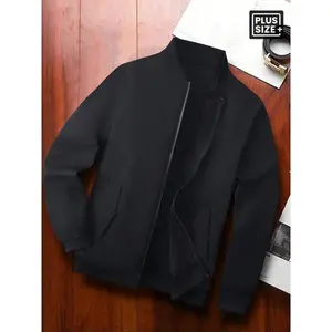 Men's Plus Size Lightweight Cycling Jacket, Casual Baseball Collar Zipper Coat, Lightweight Sports Jacket, Breathable Durable Design for Road & Mountain Bike Riding