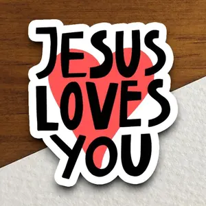 5pcs Jesus loves you stickers, religious stickers, faith stickers, worship stickers, Christian stickers, scripture stickers.