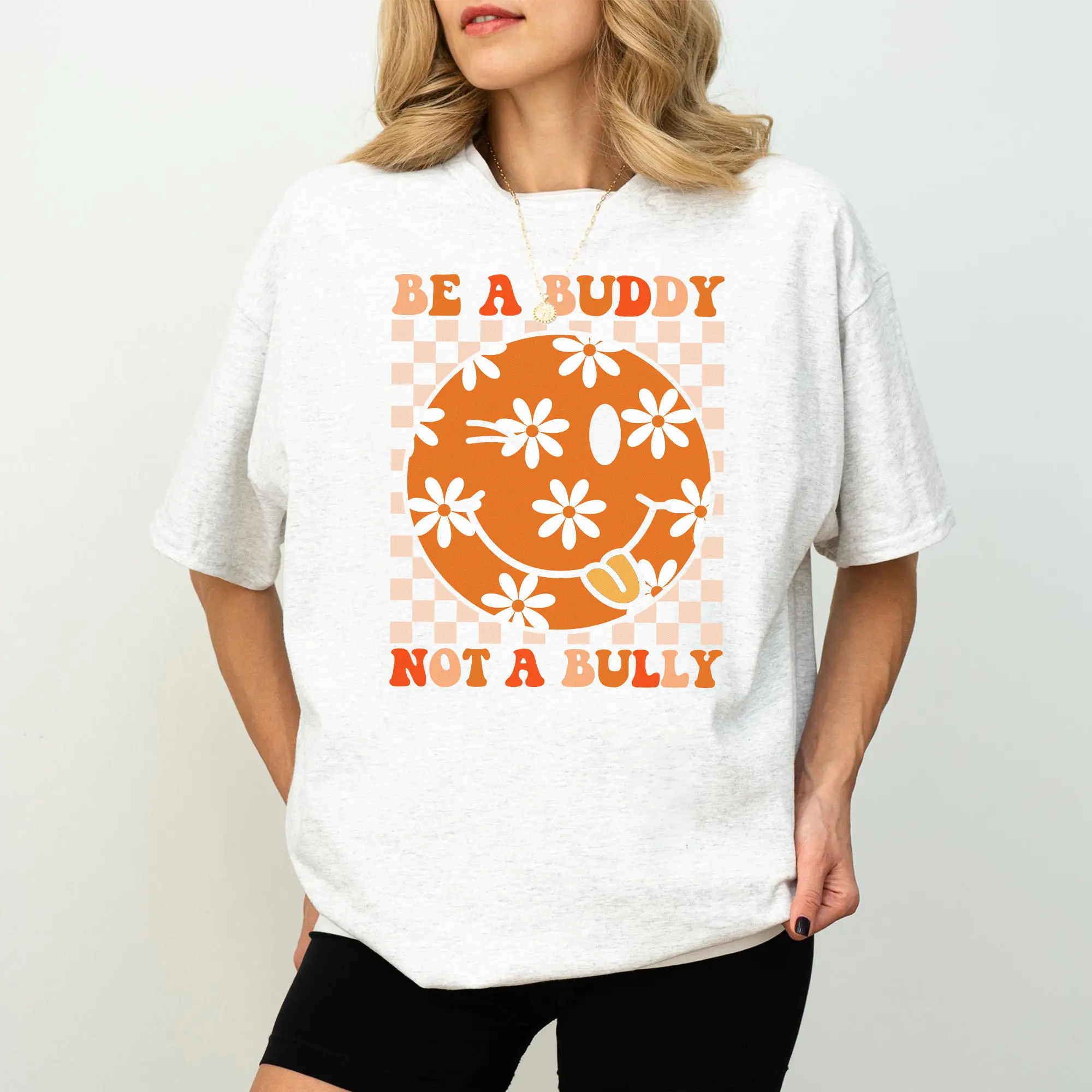 Retro Be A Buddy Not A Bully Shirt, Anti Bullying T-Shirt, Orange Shirt, Teacher Gift, Anti Bullying Awareness Week Outfit, Bully Awareness Gift, Smile Face Tee