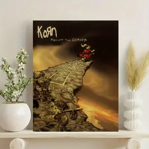 1pc Korn "Follow The Leader" Vintage Canvas Poster - Unframed Rock Band Artwork, Ideal for Bedroom, Office, Living Room, Cafe Wall Decor |   Perfect Gift for Music Lovers on Christmas, Valentine's, Thanksgiving & New Year, Music Room Decor, Christmas Deco