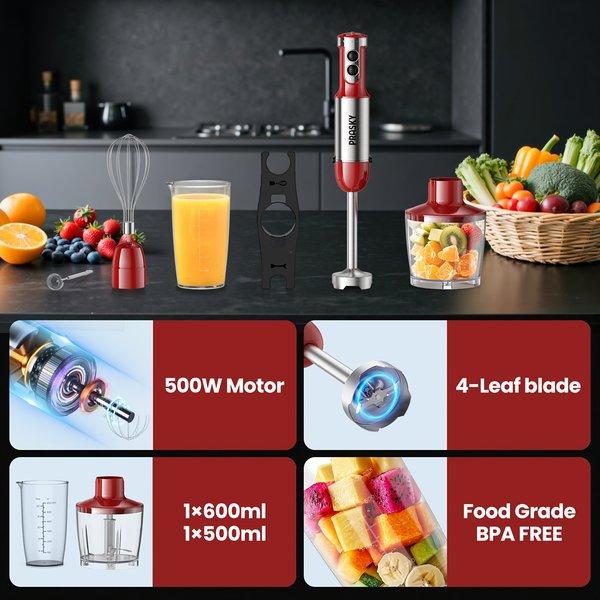 5 in 1 Immersion Hand Blender – Powerful Motor, Whisk & Chopper Attachments, Ergonomic Stick Blender for Mixing, Whipping & Food Prep Kitchen Appliance 5 in 1 Immersion Hand Blender – Powerful Motor, Whisk & Chopper Attachments, Ergonomic Stick Blender for Mixing, Whipping & Food Prep Kitchen Appliance