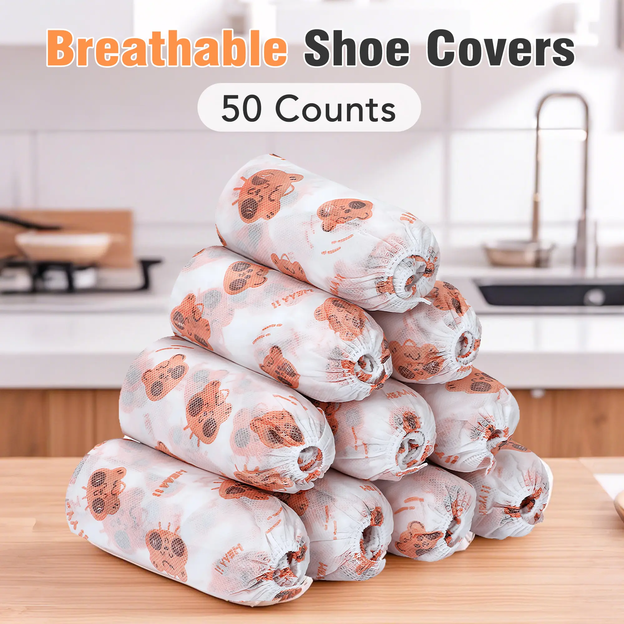 50 Counts Shoe Covers Disposable, Small Cute Durable Non Slip Boot Covers, Bowling Shoe Covers for Kid Child, Elastic Cuffs for a Secure Fit Home White