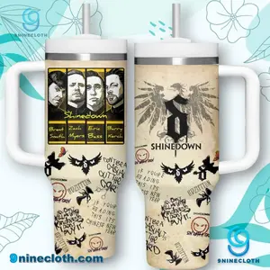 Shinedown Band Rock Music Pattern Tumbler 20oz 40oz With Handle, Music Lover Travel Mug, Insulated Cup With Straw, Rock Fan Gift Shinedown Band