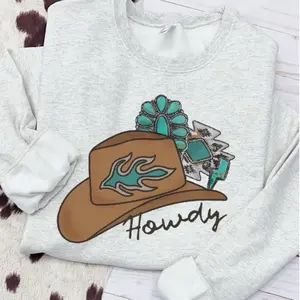 Western Howdy Cowboy Hat Sweatshirt - Unisex Top for Men and Women - Pullover, Womenswear