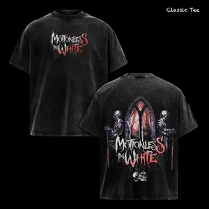 Motionless In White Vintage Shirt – Acid Washed Oversized Graphic T Shirt, MIW Gothic Metalcore Band Dark Horror Aesthetic Streetwear, Double Sided Print Heavyweight Cotton Unisex Tee, Alternative Music Fan Gift