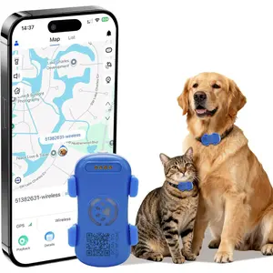 Real-Time Pet GPS Tracker for Dogs & Cats – Anti-Lost Locator with Geofence, Flash Light & Sound Alarm, Unlimited Distance Tracking, Universal Collar Fit, Subscription Required