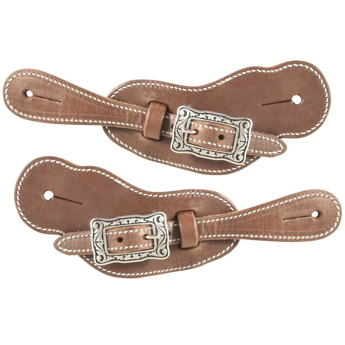 Billy Royal Oiled Leather Equestrian Spur Straps - Adjustable, Hand-Rubbed, Raised Keepers, Rectangular Buckle Closure, Stainless Steel Components, Subtle Strap, for Farm Use