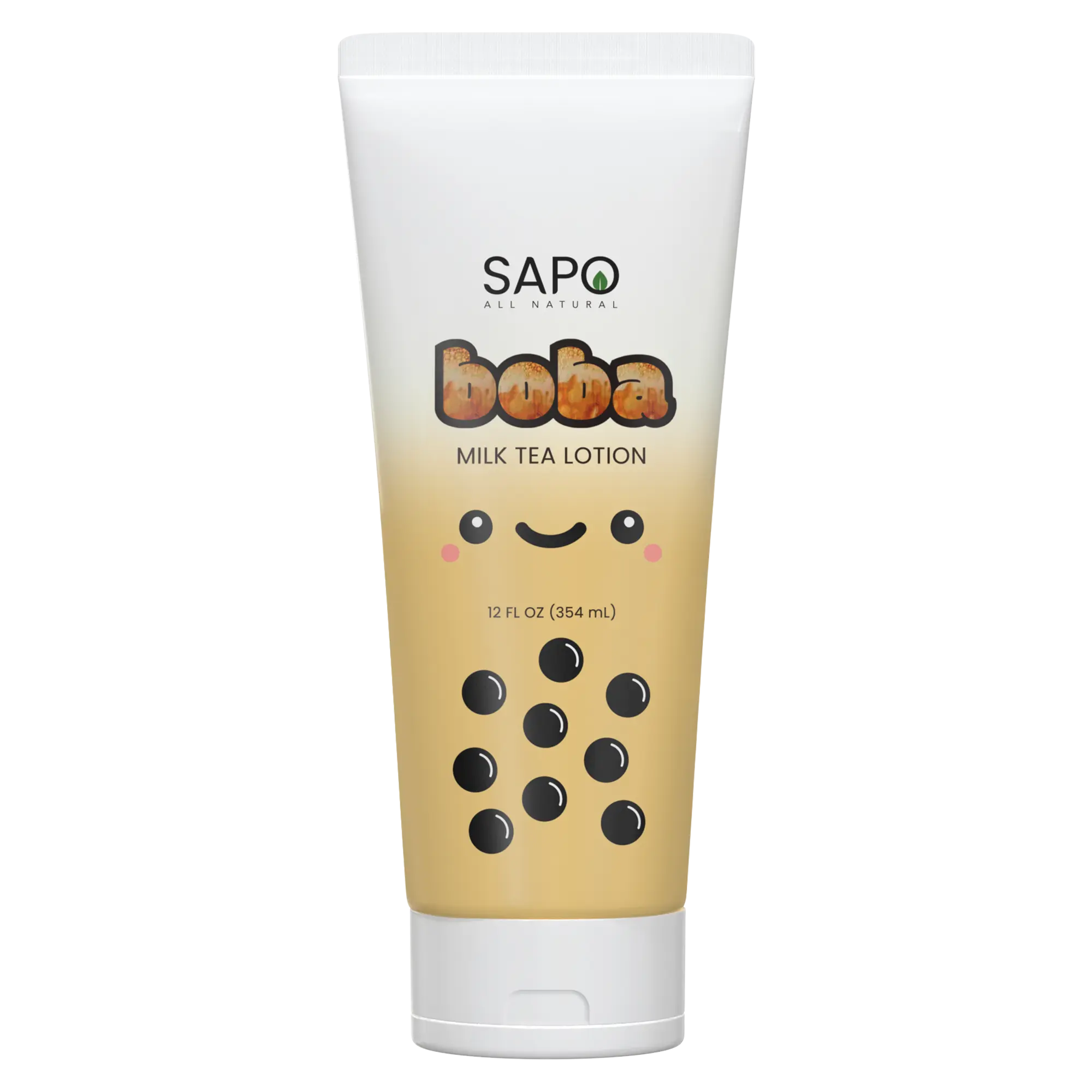 Sapo All Natural Boba Hand & Body Lotion - Creamy Moisturizer with Aloe, Coffee Extract & Vitamin E - Hydrating & Nourishing Caramel Vanilla Milk Tea Scented Cream for Smooth Soft Silky Skin - 12 oz