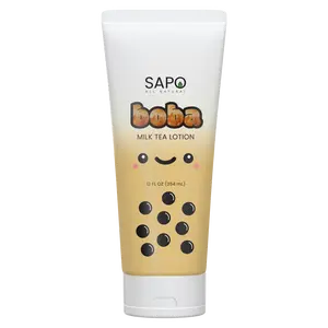 Sapo All Natural Boba Hand & Body Lotion - Creamy Moisturizer with Aloe, Coffee Extract & Vitamin E - Hydrating & Nourishing Caramel Vanilla Milk Tea Scented Cream for Smooth Soft Silky Skin - 12 oz