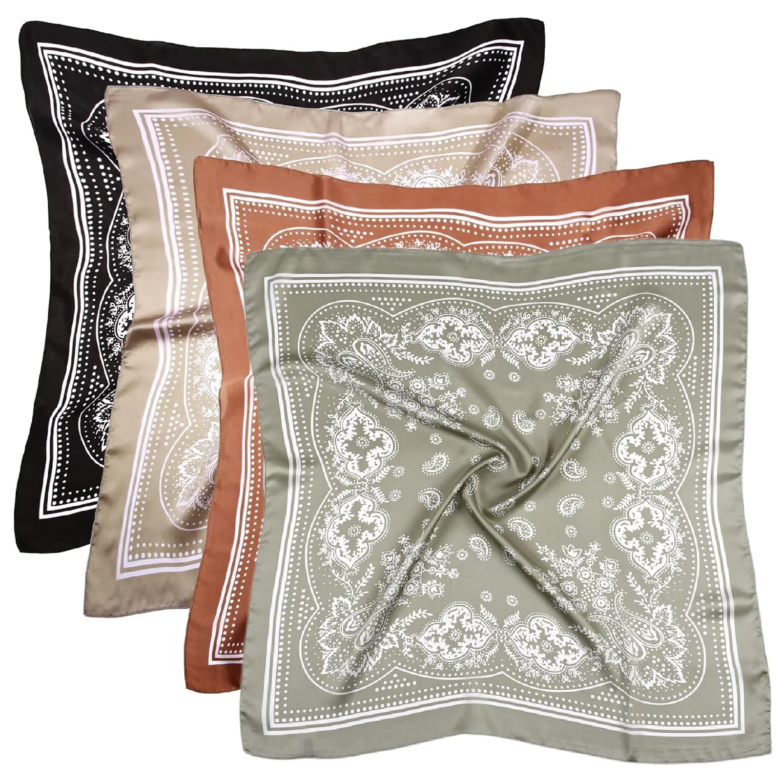 Elegant Lightweight Reusable Bandana Scarf VL9549 - 27.5x27.5" Tie-On Square Silk Satin Wrap, Premium Material, Versatile Use, Perfect Gift