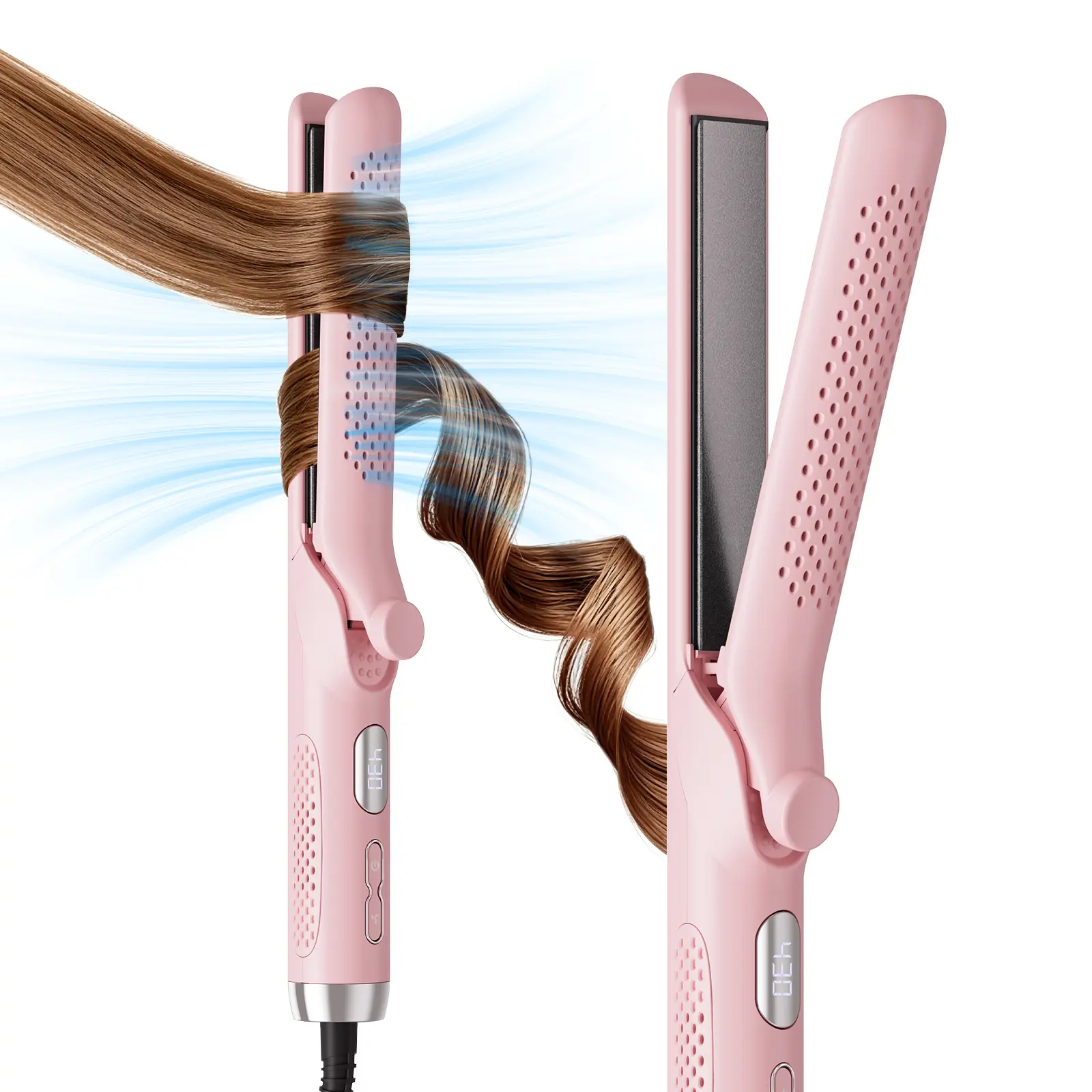 BABONIR 2-in-1 Airflow Styler, Ceramic Negative Ion Curling Iron & Straightener with 360° Cool Air Setting, Anti-Scald Tool for Long-Lasting Curls & Mermaid Waves