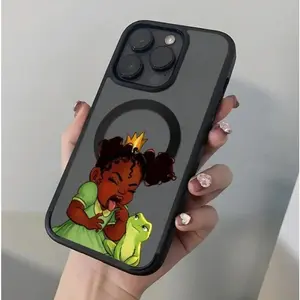 Magnetic Phone Case Compatible with IPhone 17 Pro Max 16 Plus 15 14 13 12 11 Air E Princess Frog Hard Acrylic Back Soft TPU Edge Shock-resistant Cover