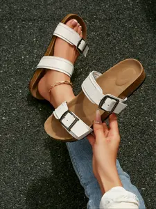 Women's Summer Plaid Slippers with Buckle Detail, Casual Fashion Shoes for Daily Wear, Trendy Summer Slip-Ons for Women