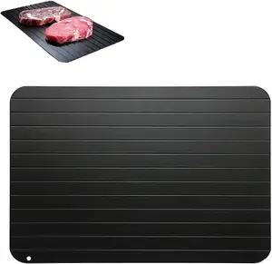 Defrosting Tray for Frozen Meat Dishwasher Safe Non-Stick Coated Defroster Plate Thawing Tray for Kitchen Utensils Storage Black