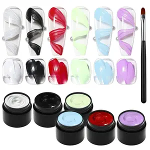 3D Sculpture Painting Gel Nail Polish Set, Nail Sculpture Kit, 7pcs  Carving Sand Cream Gel, Brush, Easy to Apply, for Home Salon Manicure, DIY Nails Art Decoration