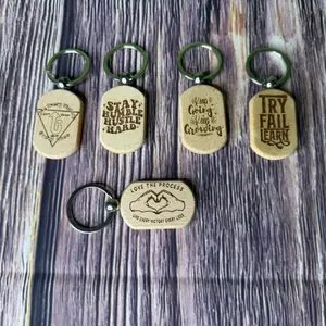 Laser engraved bamboo keychain motivational messages