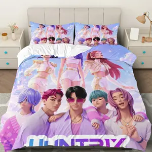 3PCS Duvet Cover Set, 1 Duvet+2 Pillowcases(Without filler), Fantasy Pop Dance Colorful Music theme, Festival bedding set, Decorative Artwork Suitable for decoration bedroom living room dorm studio.