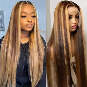 [Live Only] P4/27 Straight Wig 13x6 Body Wave Human Hair Highlight Honey Blonde Brown Colored HD Lace Front Wigs For Women 180% Density Pre Plucked Body Wave Lace Frontal Wig