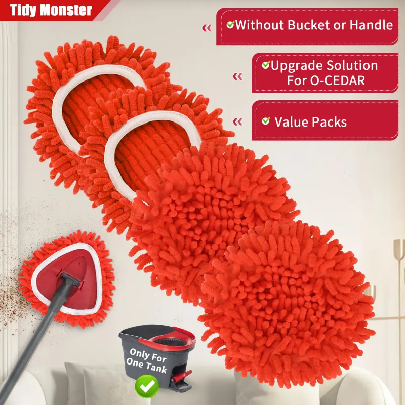 Chenille Duster Replacement Heads for O-Cedar 2025 Unique Design Heads Turn Mop into Long-Handle Duster Dry Cleaning Trap Bucket & Handle Not included Spin Mop Replacement Head Mop Head Replacements Spin Mop Accessories