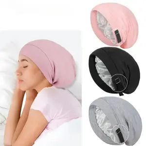 Adjustable Satin Lined Sleep Cap for Women, Soft Anti-Frizz Hair Bonnet, Comfort Night Hair Cover for Sleeping