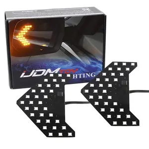 iJDMTOY Dynamic Sequential 3-Step Flash 33-SMD LED Circuit Board Panels for Behind The Side Mirror Turn Signal retrofit Amber Yellow Set of 2