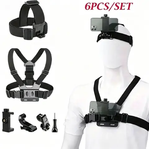 Durable ABS Camera & Phone Mount Kit with Phone Clip, Chest Attachments, Easy Mounting, Quick Setup - Universal for GoPro, Osmo Action, Mobile Devices - Vlogging Equipment for Adventurers