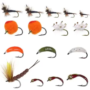 Fly Fishing Flies Kit Premium Hand-Tied Fly Fishing Flies Assortment Dry/Wet Flies Nymphs Scud Streamers Flies with Portable Fly Fishing Box for Trout Bass Fishing Lures