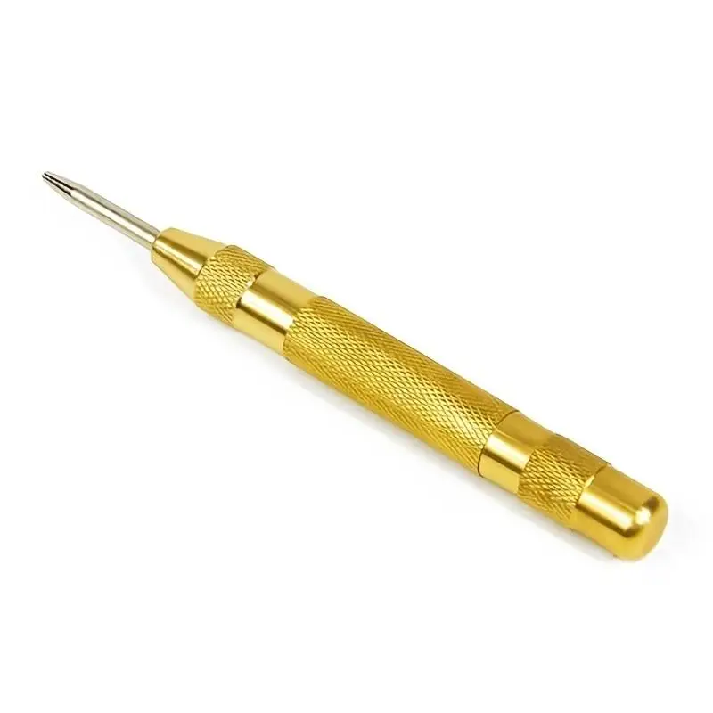 Automatic Center Punch, 5 Inch Spring Loaded Drill Punch Tool, Brass Window Spring Punch Tool, Fixed Point & Car Window Glasses Break With Adjustable
