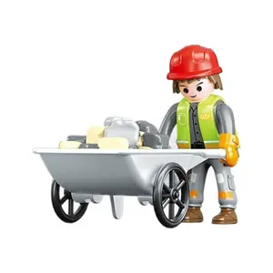 1 Pack Plastic Building Block Construction Engineering Theme Mini Figures Set – Includes Wheelbarrow, Concrete Mixer, Cement Truck, Crane & Heavy Equipment – Creative Gift for Friends for Birthday, Christmas, Halloween or Any Occasion