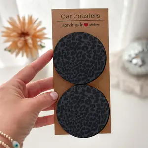 Fashionable New Leopard Print Car Coasters Set— 2/4 Pcs, Unisex Gift, Birthday, Christmas, New Year, Valentine's Day, Fashionable New Arrival, Dashboard Accessory