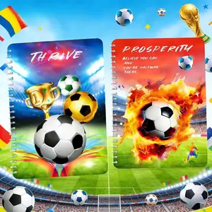 World Cup A5 Coil Notebook Cartoon Football Design, New 2026 Edition, 60 Sheets Thick Paper, Student Prize Gift, Writing Book
