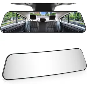 12 Inch Panoramic Rearview Mirror, Interior Clip-on Wide Angle Convex Universal Rear View Mirror to Reduce Blind Spot Effectively for More Car SUV Trucks -Clear