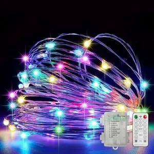 100 LED 33FT Multicolor Fairy Lights  Operated with Remote, Mini Starry String Lights Multi Functions & Timer,Twinkle for Christmas  Bedroom Wedding DIY Centerpiece Decor