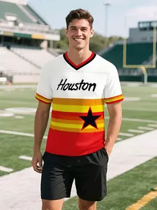 Houston City Team Vintage Rugby Short Sleeve Jersey Shirt, Retro Fan Essential, Gift Choice, Sporty Style, All Seasons, Fitted, Short Sleeve