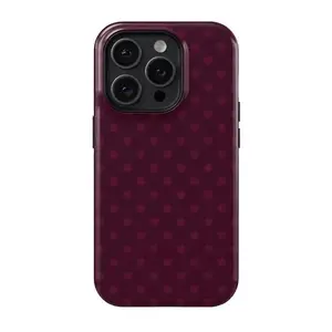 Burgundy Polka Dot Phone Case ,Compatible with Apple 17P/16/15/14/13/12/11/X/8/7, Samsung S26/25/24/23/22/21/20phones. Anti‑drop phone case, lightweight, stylish and shock‑resistant