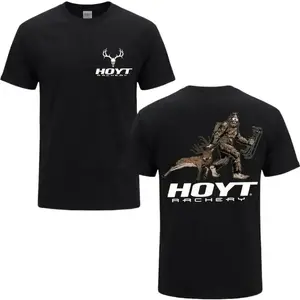 Men's Classic Soft Short-Sleeve Hoyt Archery Hunting Pullover, Stylish Streetwear for Hunters & Archery Lovers, Funny Deer Buck Graphic Fall Winter Gift - KitchenEra