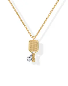 PAVOI 14K Gold Plated Pickleball Pendant Necklace for Women - Gold Sport Chain Necklaces