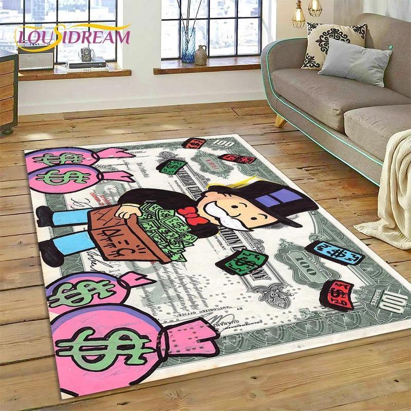 Game Dollar Monopoly Cartoon Money Rug Carpet for Living Room Bedroom Home Decor,Floor Mat Non-slip Decoration for Sofa Doormat house plush modern floor rug