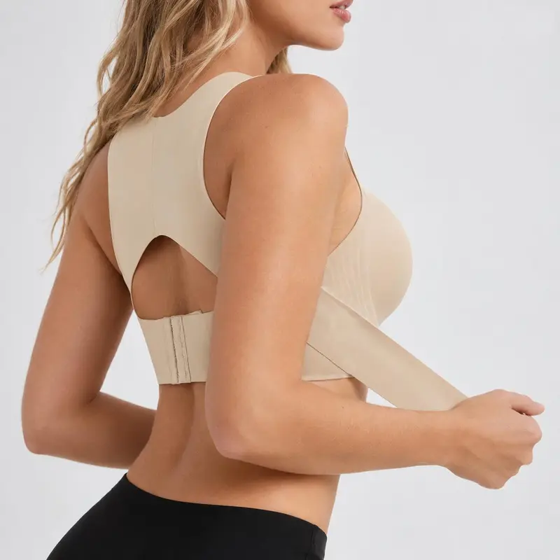 EssElegance Women's Beige Jelly Wireless Bra - Bras for Women with Lightly Lined Non-Removable Molded Cups, Soft Breathable Front & Back Hooks, Seamless Shaping, Wireless Support for Yoga, Gym, Daily Wear, Wireless Support Everyday Bras