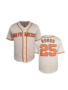 Men's Baseball Shirt, San Francisco Barry Bonds Retro Fan Replica, Letter Embroidery Design, Casual Loose-Fit Short Sleeve Blouse