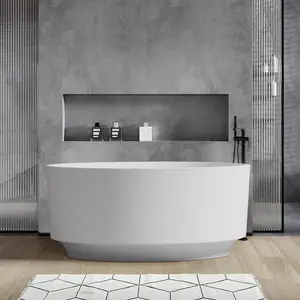 49" Round Shaped Freestanding Solid Surface Soaking Bathtub with Overflow RX-S11-49