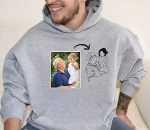 Custom Grandpa Hoodie, Personalized Papa Photo Sweatshirt, Gift for Father's Day from Grandkids