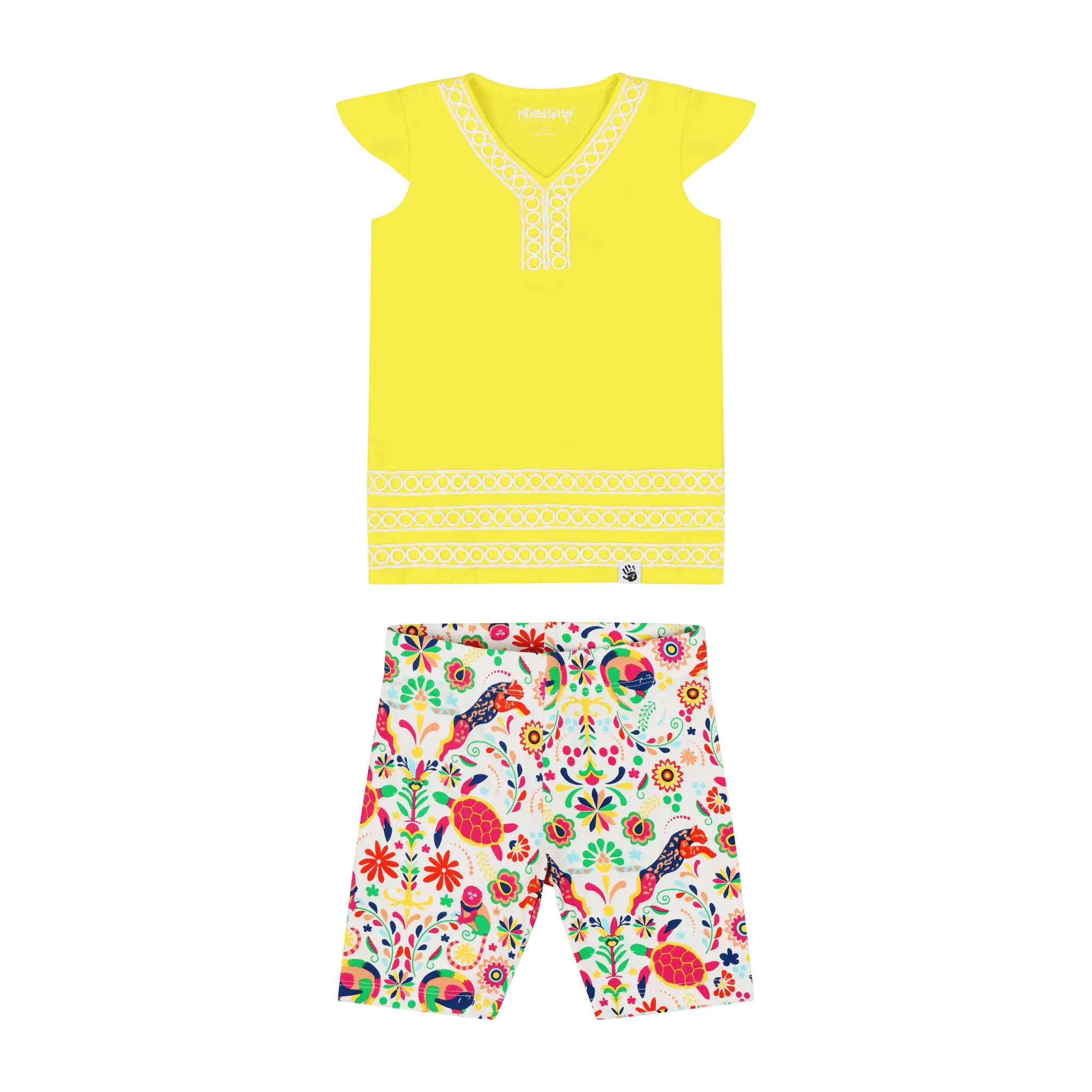 Girls Burda Tunic & Shorts Set – Blazing Yellow Animal Arabesque